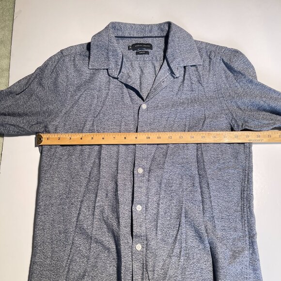 Casual Friday Slim Fit Button Up Top Navy Blue ish and Grey Size Medium - Picture 12 of 12